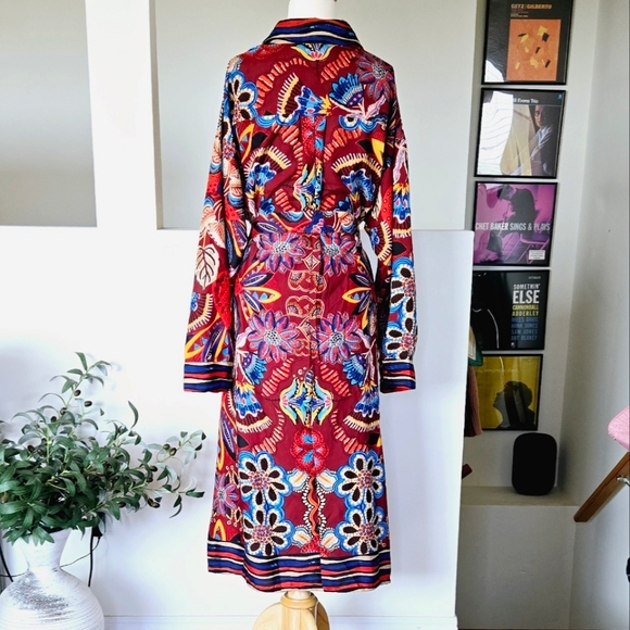 🏷️Truly 4 You Button Front Longsleeve Tie Waist Floral Midi Dress 2X - Picture 9 of 9